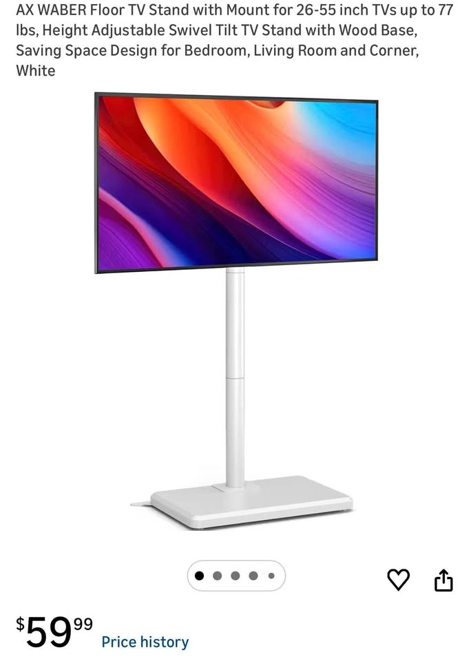New Floor TV Stand with Mount for 26"-55" (White)