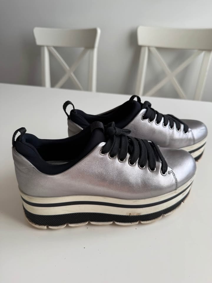 Silver platform sneakers