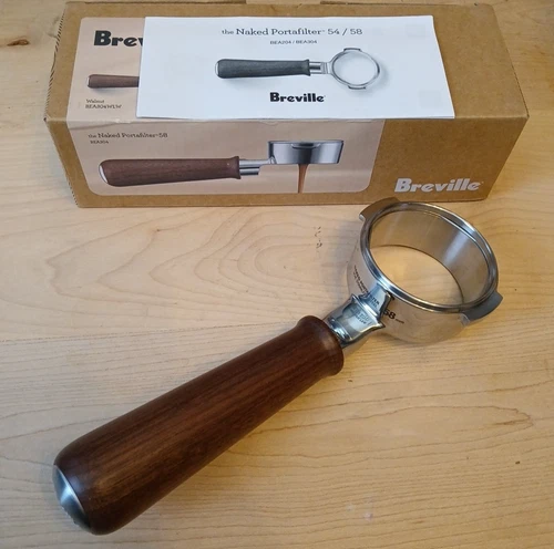 58mm Naked Portafilter for Breville BA304 - Walnut Handle