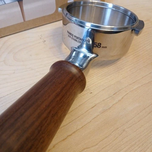 58mm Naked Portafilter for Breville BA304 - Walnut Handle - photo 2