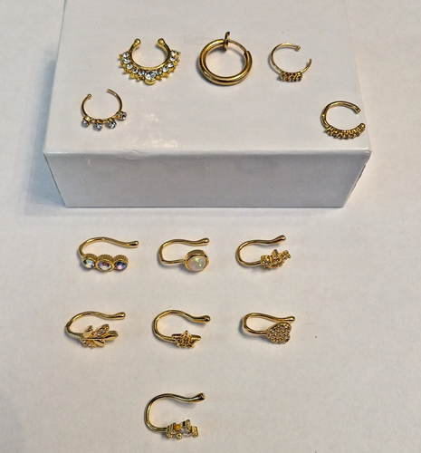 12 pcs Faux Nose Septum Rings Cuff & Clip On Fake - photo 4