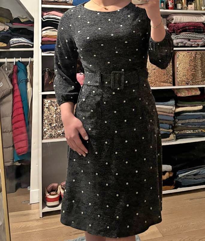 monteau Los Angeles Polka Dot Belted Dress M