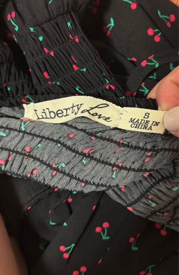 Liberty Love Cherry Print Smocked Dress S - photo 2