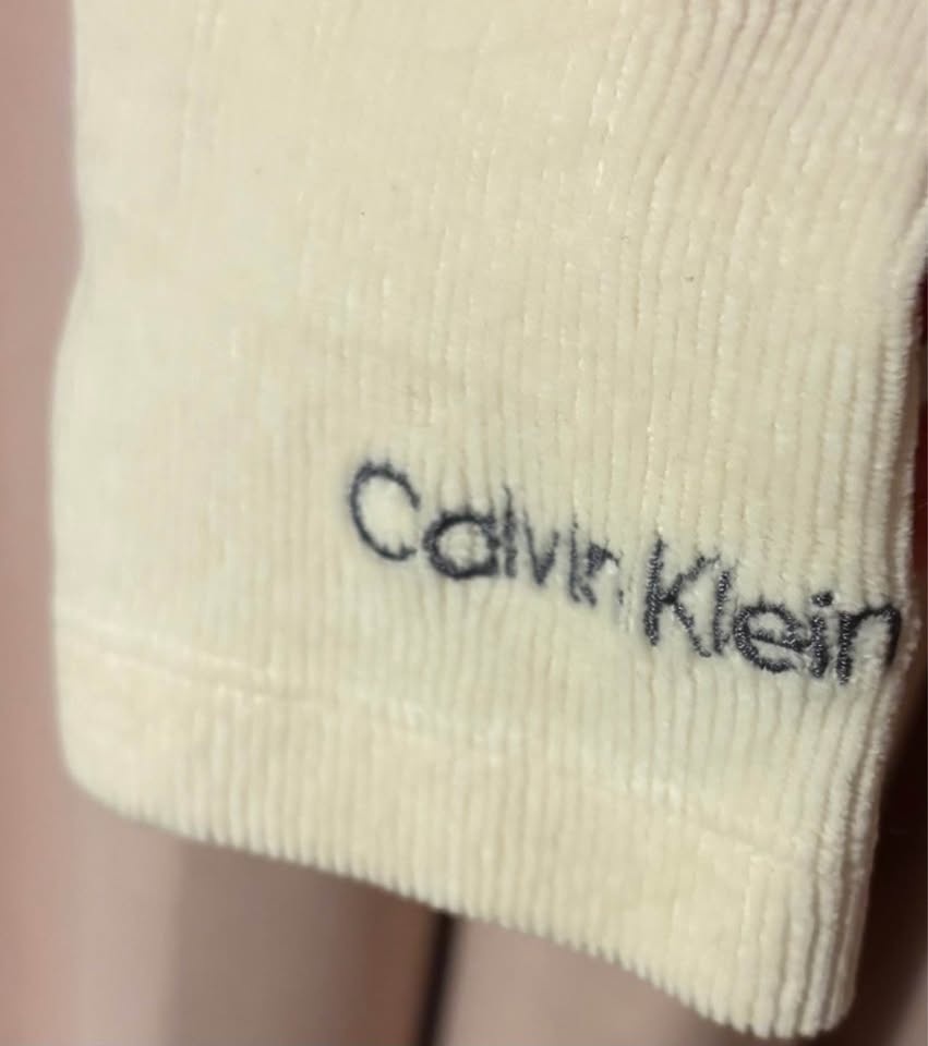 Calvin Klein Jeans Ribbed Set Crop Top Leggings Cream Small - photo 5