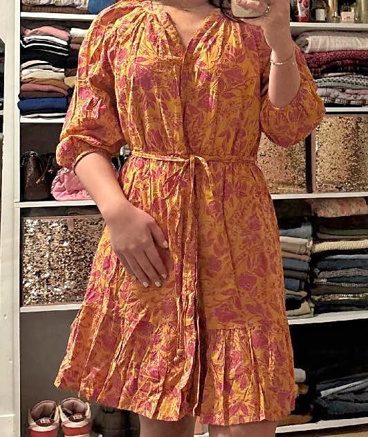 Jessica Simpson Floral Tie-Waist Dress L