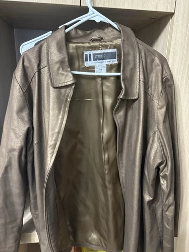 JL Studio Jessica London Leather Jacket Women's Size 22W Brown