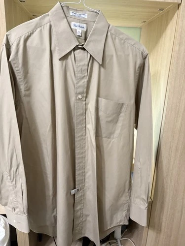 Paul Frederick Beige Long-Sleeve Dress Shirt