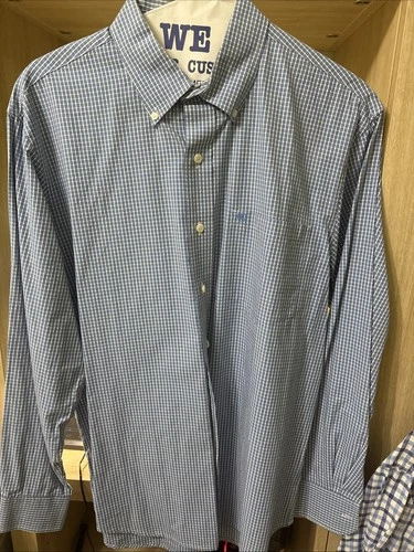 Izod Men's Blue Gingham Button-Down Shirt