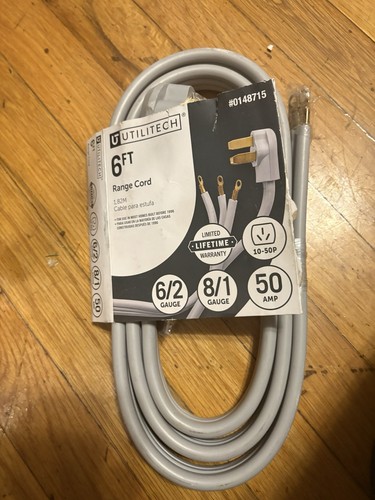 Utilitech Range Cord 6FT 50 Amp 3-Prong Plug