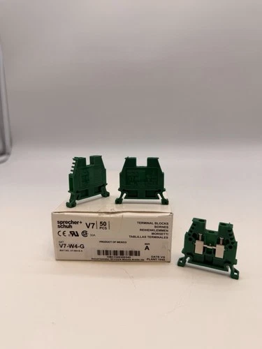 Sprecher + Schuh V7-W4-G Green DIN Rail Terminal Block Box of 50