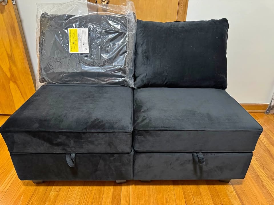 Set of Two Chairs/Love Seat - Black Velvet, Brand New