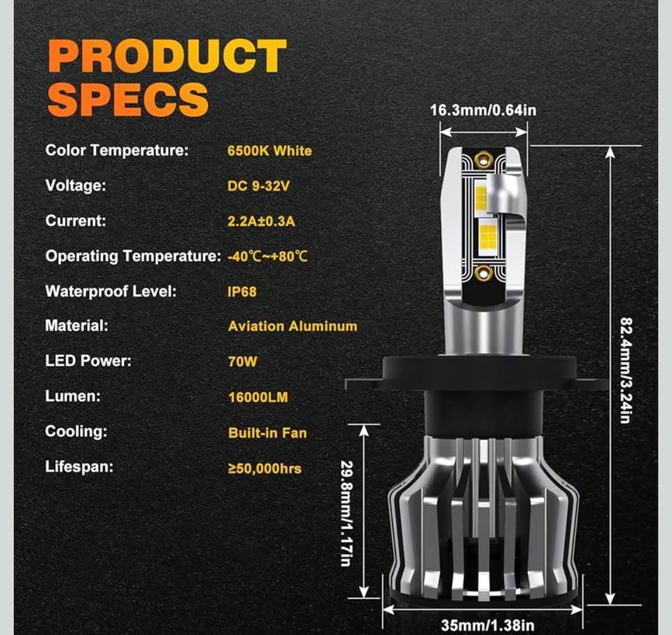 H1, H4, H11 9003 HB2 LED Headlight Bulbs - photo 3