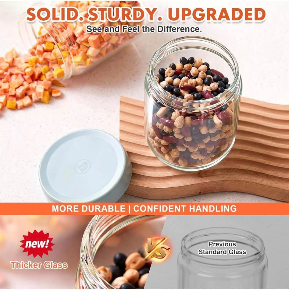 6 Pack 16oz Borosilicate Glass Jars w/ Airtight Lids - photo 5