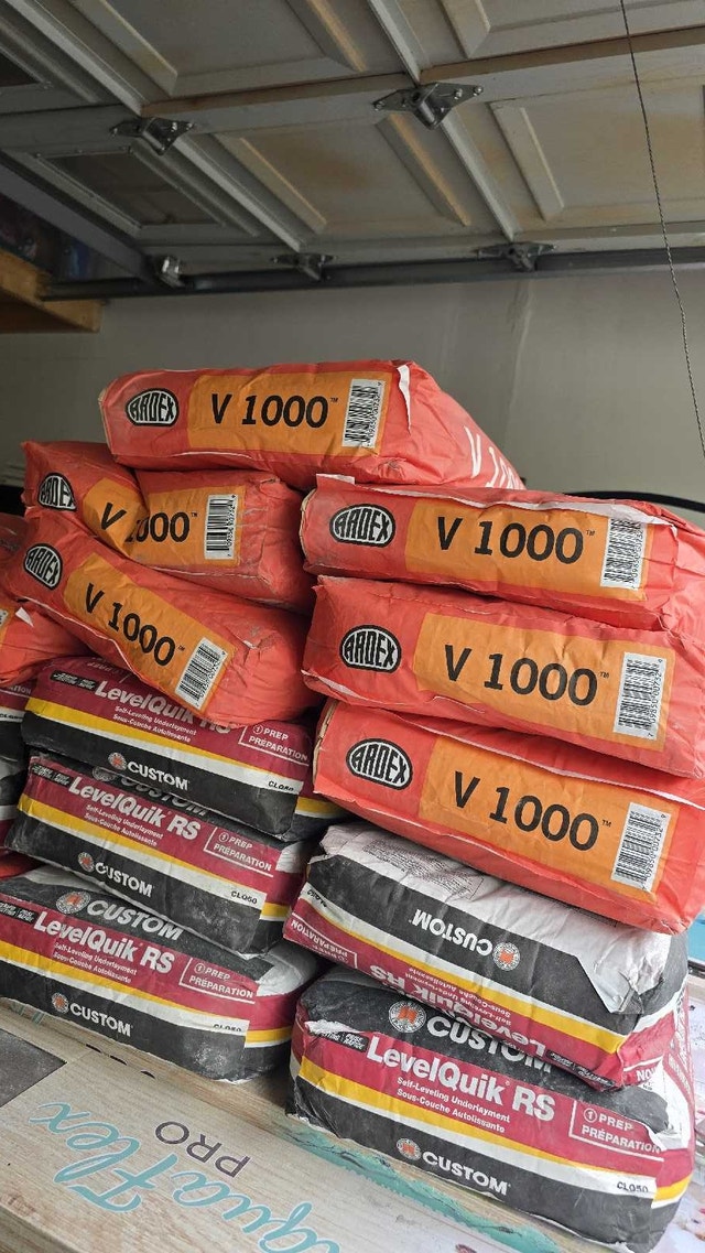 Vinyl Click Flooring, Baseboards, Self-Leveling Underlayment