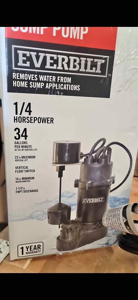 Everbilt 1/4 HP Aluminum Sump Pump with Tethered Switch
