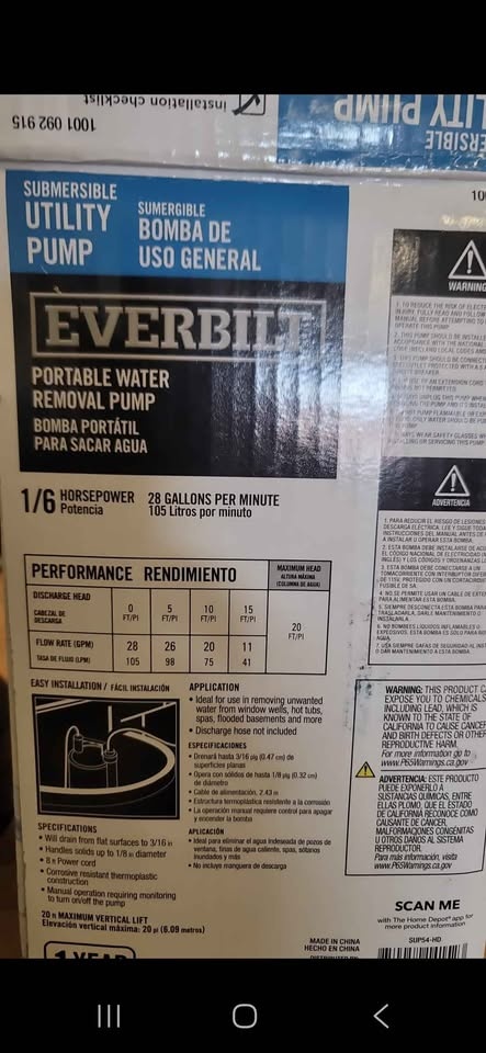 Everbilt 1/6 HP Submersible Utility Pump - photo 3