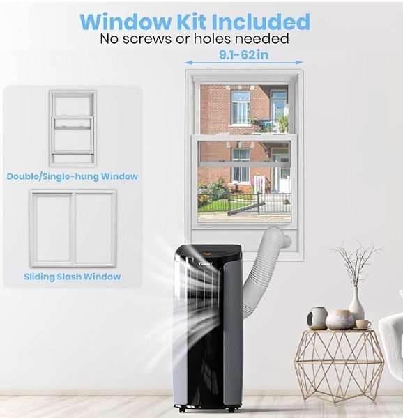 Portable Air Conditioner - Smart Wifi, Dehumidifier, Fan, Window