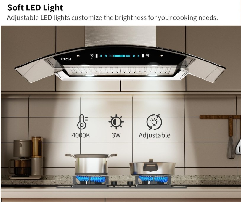 30inch Island Mount Range Hood, 900cfm, Gesture Sensing - photo 4