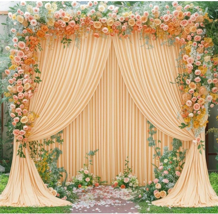 Dark Champagne Backdrop Curtain for Parties, Wedding Baby Shower