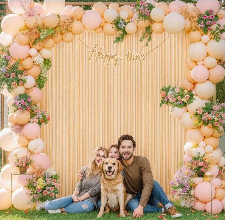 Dark Champagne Backdrop Curtain for Parties, Wedding Baby Shower - photo 2