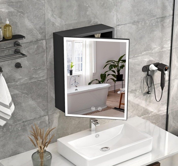 LED Bathroom Mirror, Medicine Cabinet 25x33 inches, Dimmable
