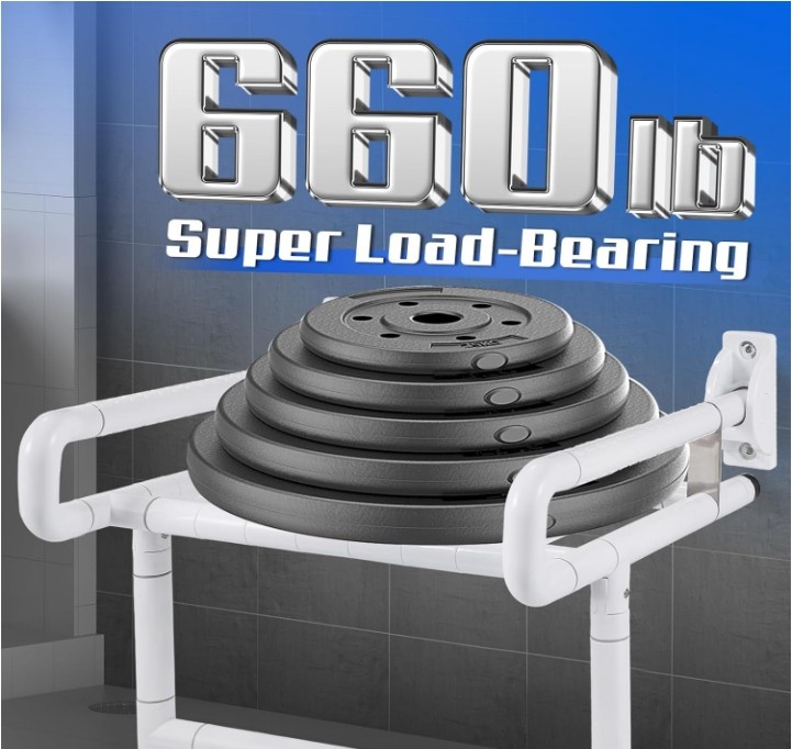 Folding Wall Mounted Shower Seat - 660lb Capacity - photo 4