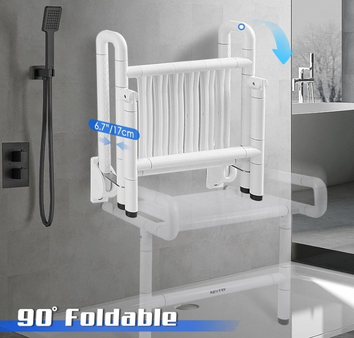 Folding Wall Mounted Shower Seat - 660lb Capacity - photo 5
