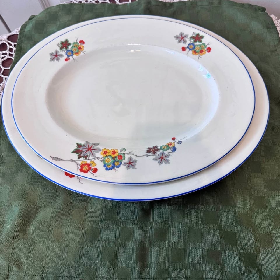 2 Beautiful Antique Bone China Platters
