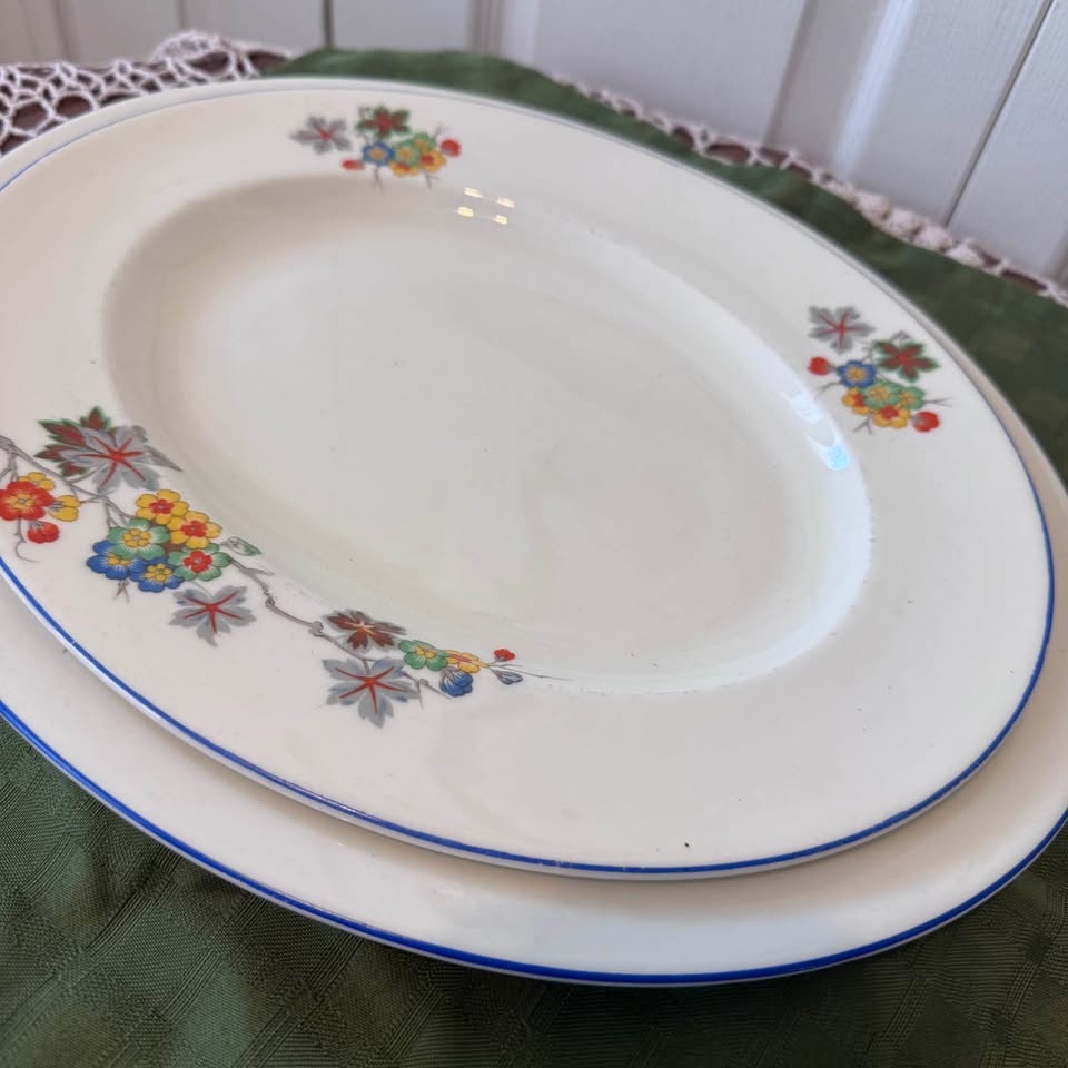 2 Beautiful Antique Bone China Platters - photo 4