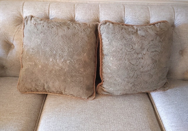 Pair of Sage Damask Decorative Pillows