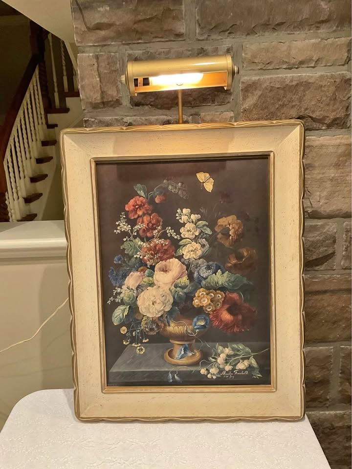 Vintage Repro "Summer Bouquet" Print w/ Picture Light