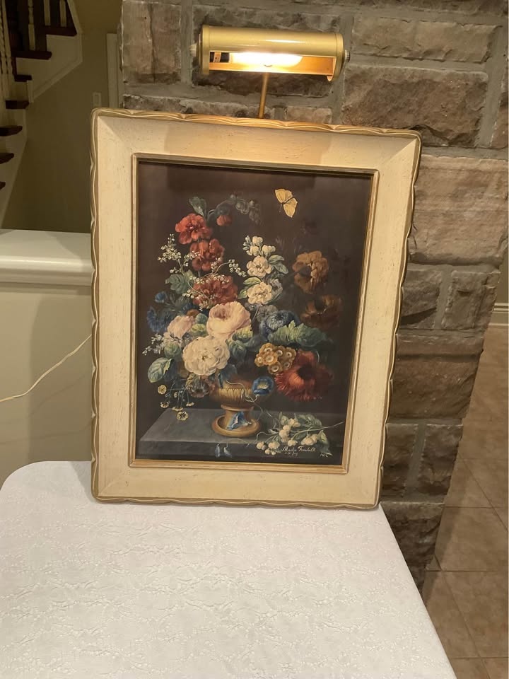 Vintage Repro "Summer Bouquet" Print w/ Picture Light - photo 2