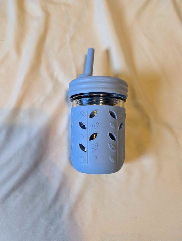 Elk and Friends Glass Cups with silicone straw
