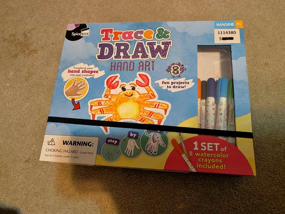 SpiceBox Handprint Drawing Tracing Kit for Kids with Watercolor