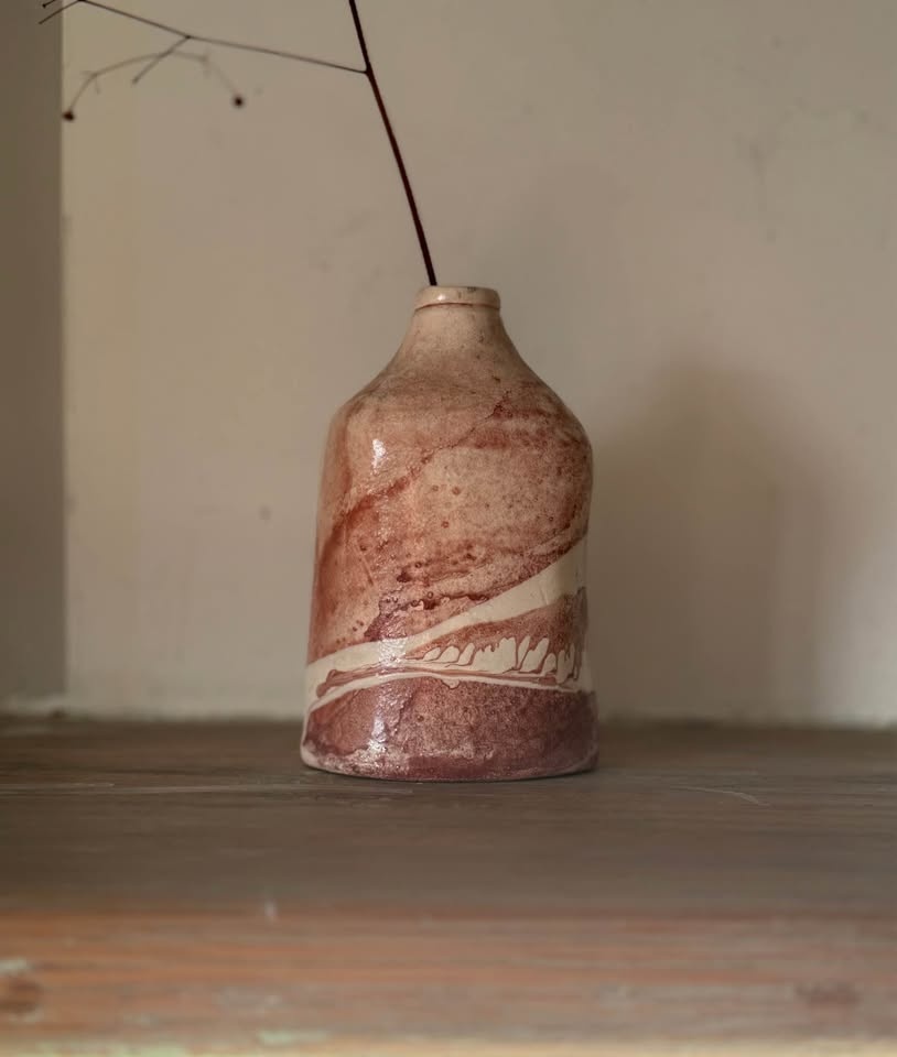 Hand-Thrown Studio Pottery Vase – Signed – Earthy Stoneware Bott - photo 2