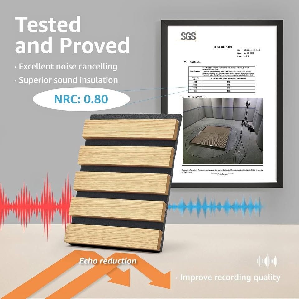 Art3d 2 Wood Slat Acoustic Panels for Wall