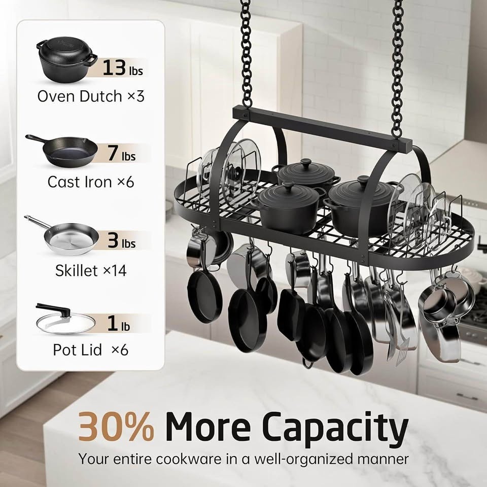 KES 48 Inch Large Ceiling Pot Rack