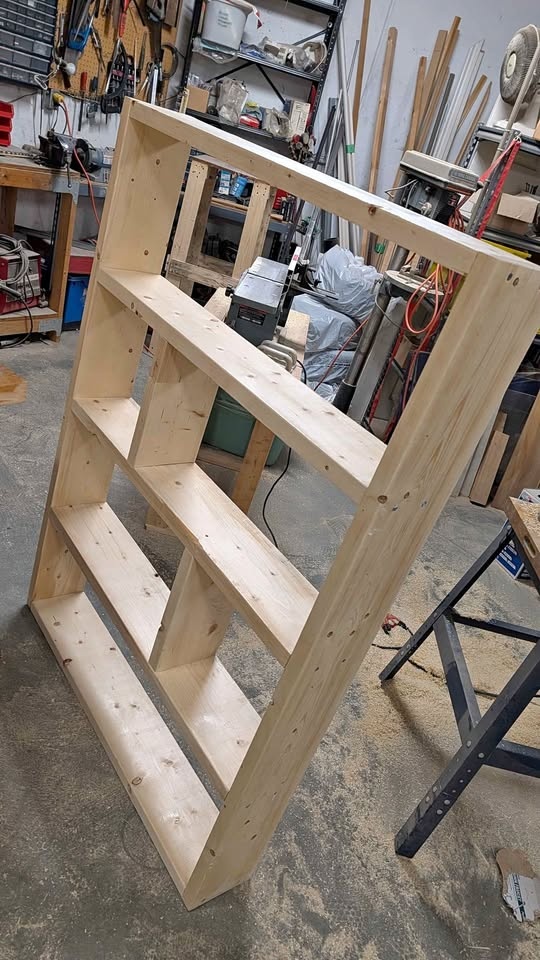 Handmade Solid Spruce Wood Bookshelf / Library – 5 ft Tall