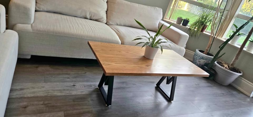 Solid Oak Coffee Table – Handmade Modern Industrial