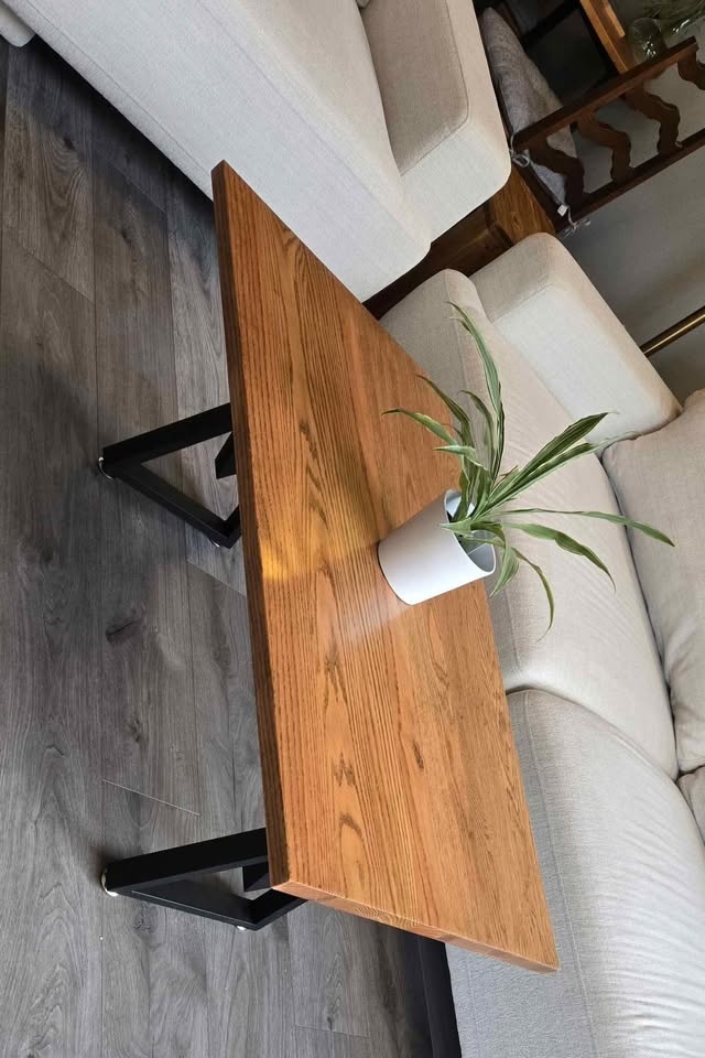 Solid Oak Coffee Table – Handmade Modern Industrial - photo 2