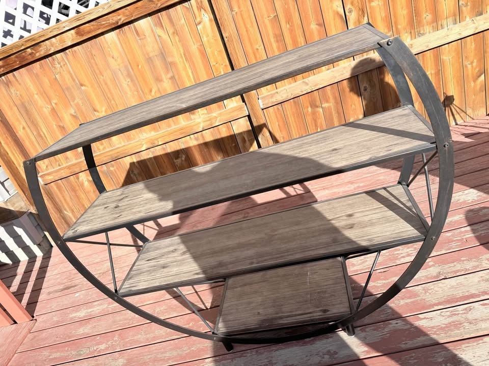 Half Circle Shelf Unit Metal Wood - photo 2