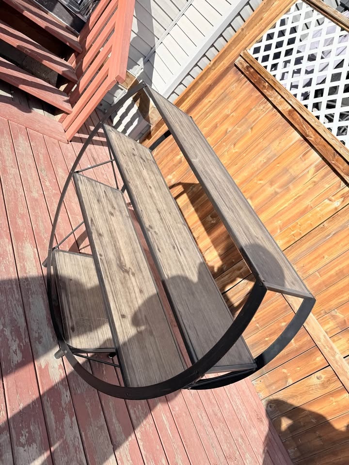 Half Circle Shelf Unit Metal Wood - photo 3
