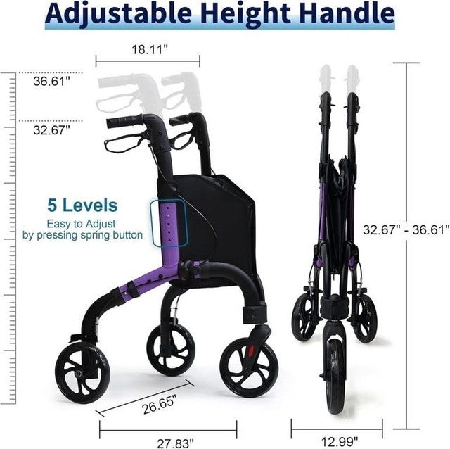 RETAOLDTH PREMIUM 3-WHEEL ROLLATOR WALKER