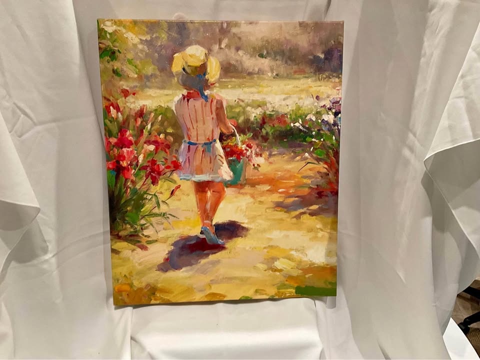 Oil Painting On Canvas Cottagecore "Girl With Basket"