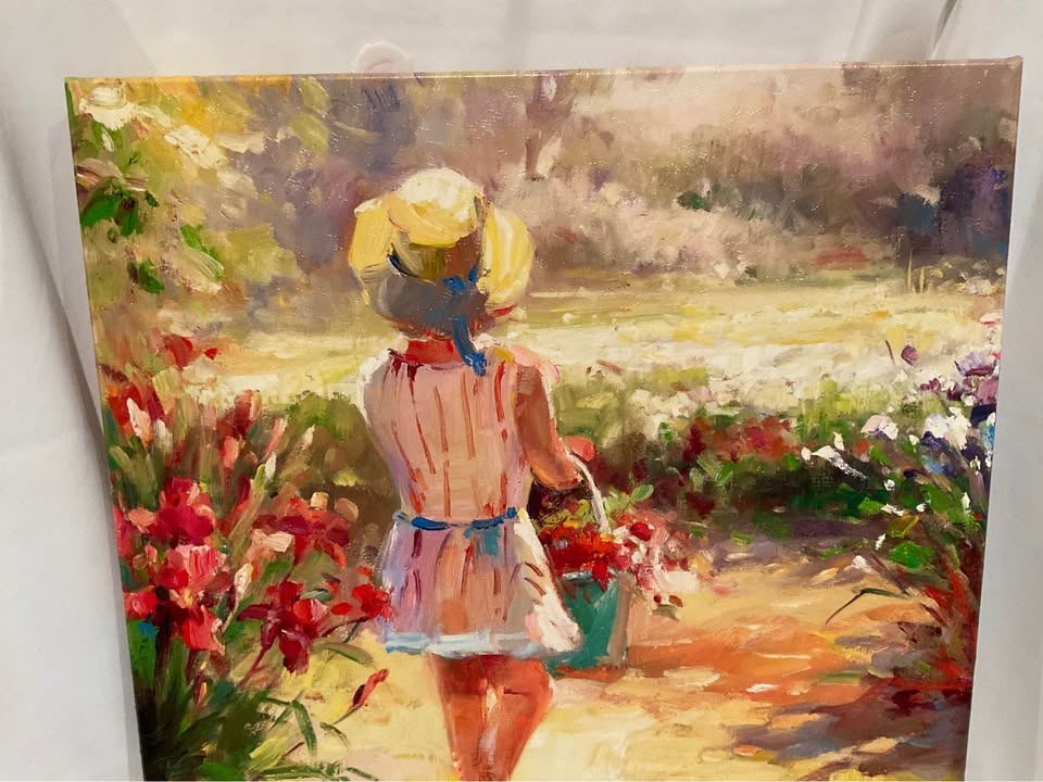 Oil Painting On Canvas Cottagecore "Girl With Basket" - photo 2