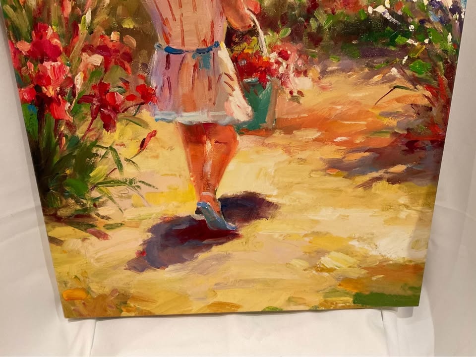 Oil Painting On Canvas Cottagecore "Girl With Basket" - photo 3