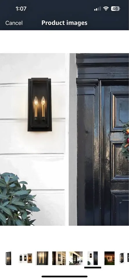 Outdoor Wall Light Fixture Exterior, Black Modern Porch thumbnail
