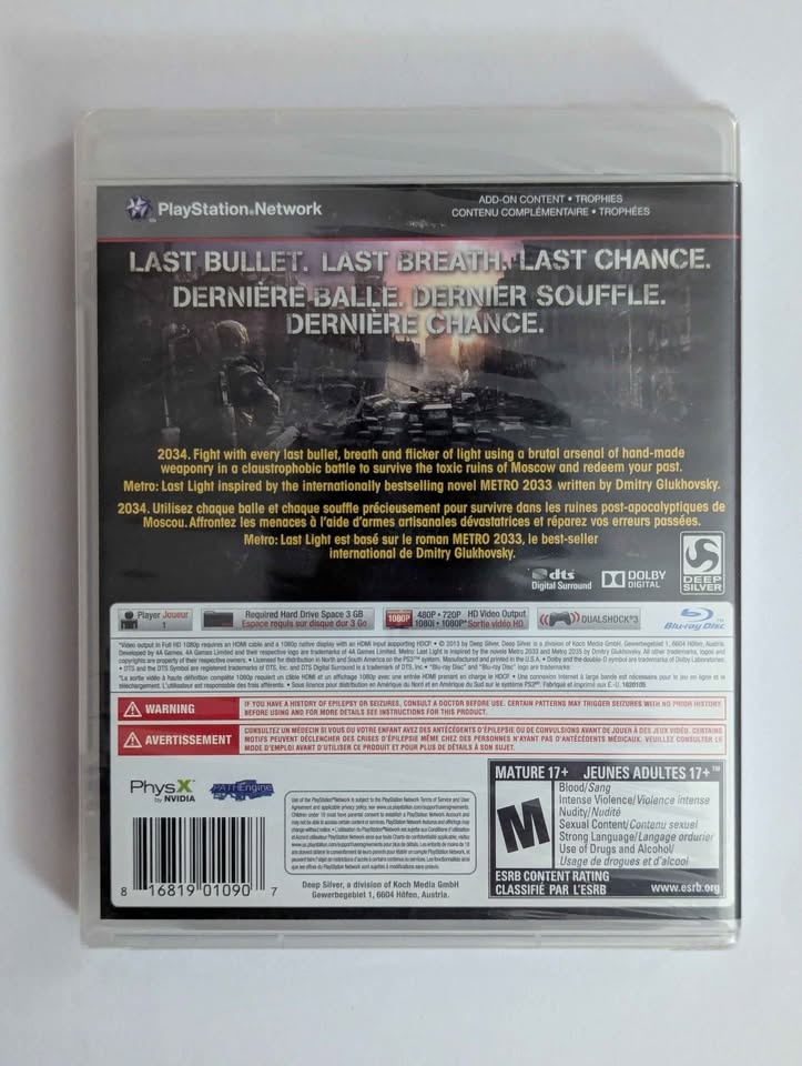 SEALED Metro Last Light PlayStation 3 - photo 2