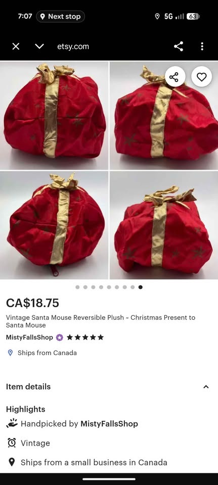 Santa Mouse Reversible Plush - photo 3