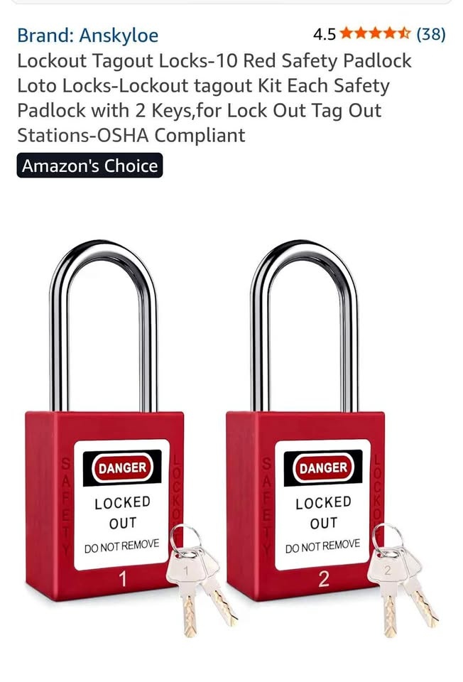 Anskyloe Red Lockout Tagout Safety Padlocks OSHA Compliant